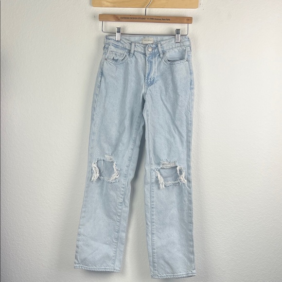 PacSun Jordan Low Rise Sky Blue Distressed Straight Leg Jeans Size 26 - Picture 1 of 4